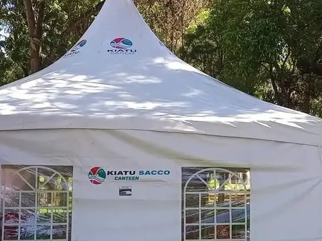 Red custom fabric awning sample used for branded tent fabrication
